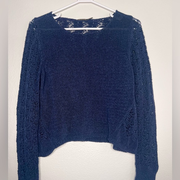 Massimo Dutti Navy grandma core Crochet sweater M - Picture 1 of 4